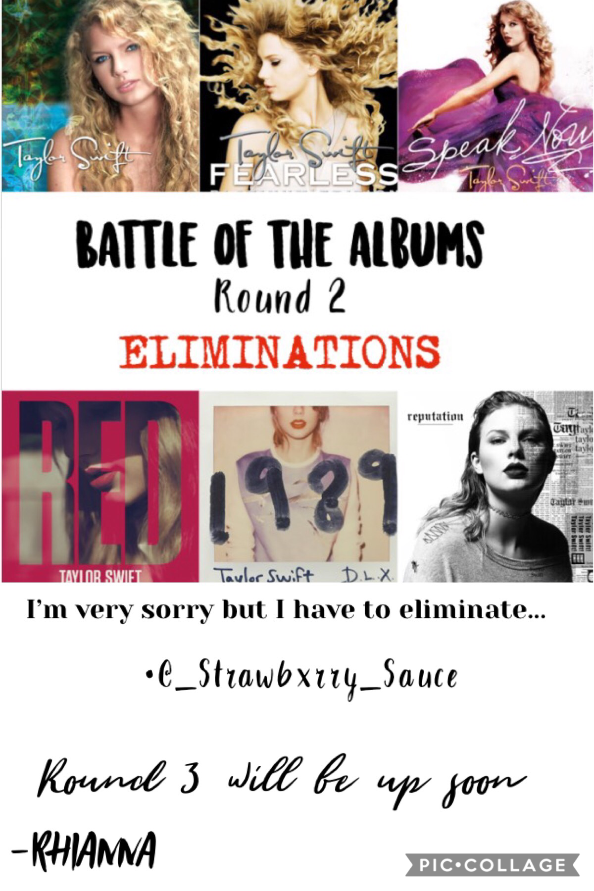 Eliminations! Again I’m sorry if you were eliminated!