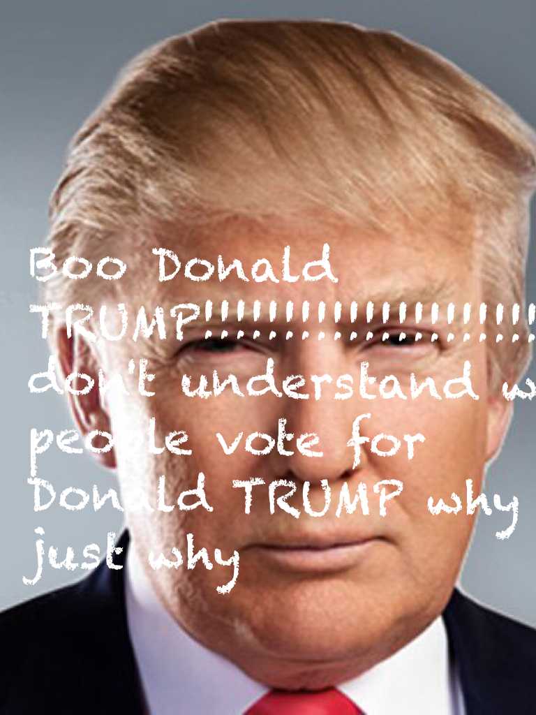 Boo Donald TRUMP!!!!!!!!!!!!!!!!!!!!! I don't understand why people vote for Donald TRUMP why just why