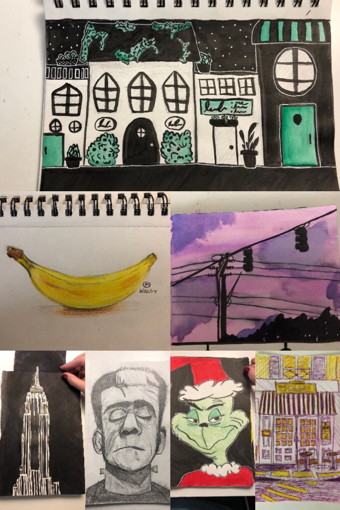 since you guys wanted to see some art here’s a couple pages from my sketchbook that i just finished, my favorite full pages that i finished, in no particular order. if you guys have tips or criticism i would love to hear it!!!