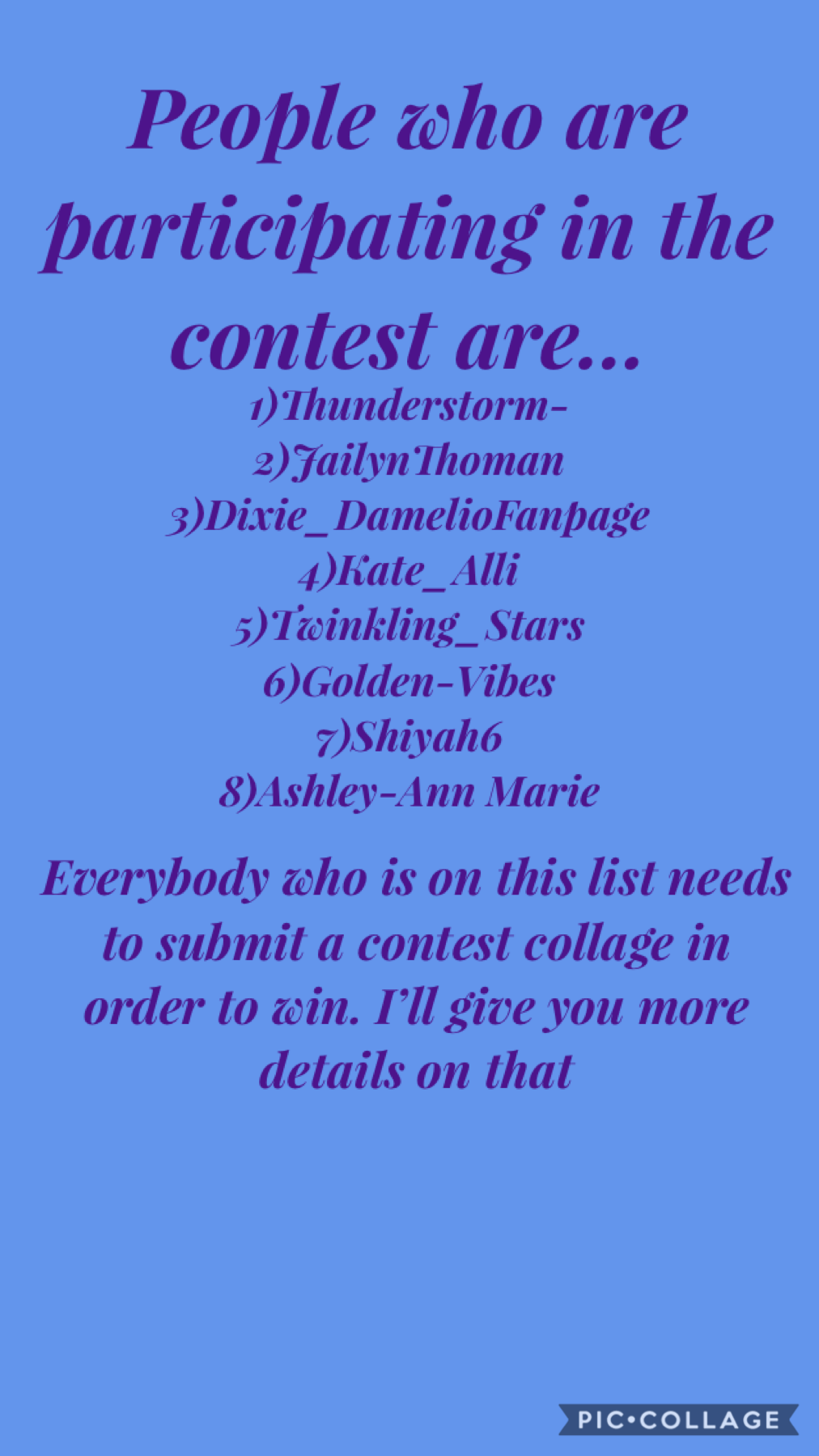 Contest collage will be posted soon