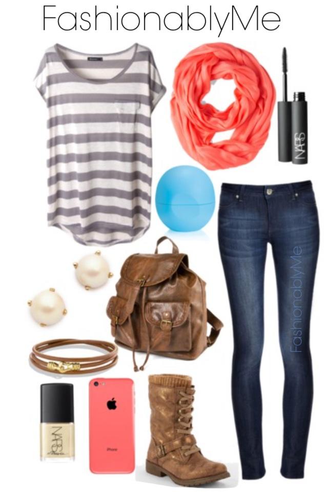 Cute outfit for teens infinity scarf combat boots skinny jeans makeup dream coral stripes fashion style friends teenager iPhone school 5c follow shoutout like kiss spring food summer yolo boyfriend Tween hipster vintage piccollage interesting featured 