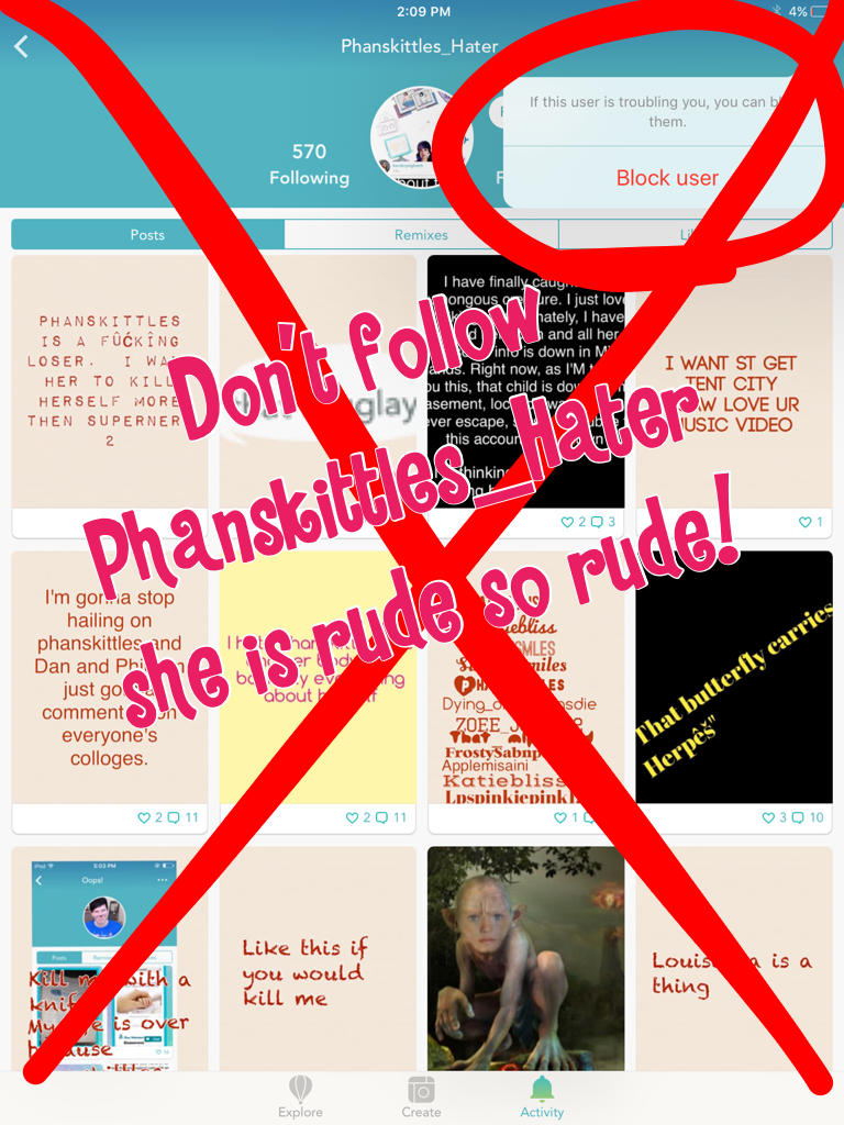 Don't follow Phanskittles_Hater she is rude so rude!
