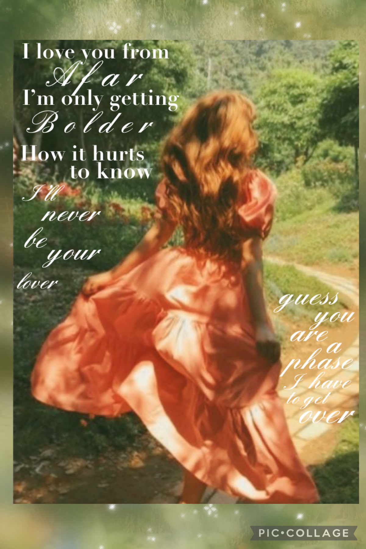 Exhibit A: my failed cottagecore collage with a quote from my new poem
I really am in love with the poem but can’t figure out how I want to incorporate it into a collage and how to present it as a whole 