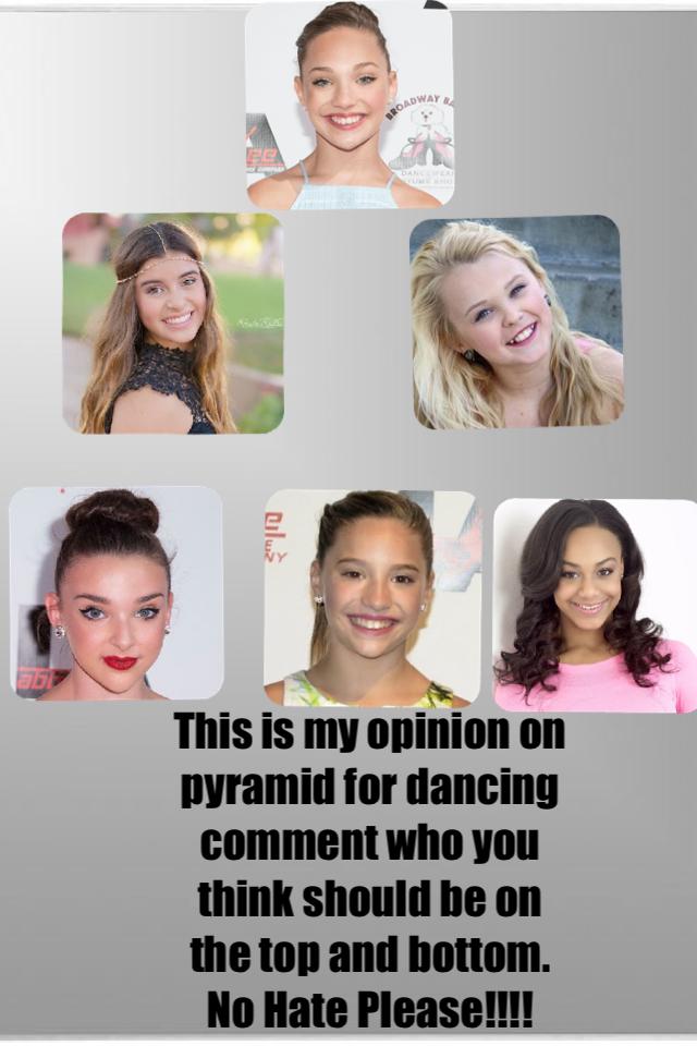            🦄Click Here🦄
This is my opinion on pyramid for dancing comment who you think should be on the top and bottom. No Hate Please!!!!