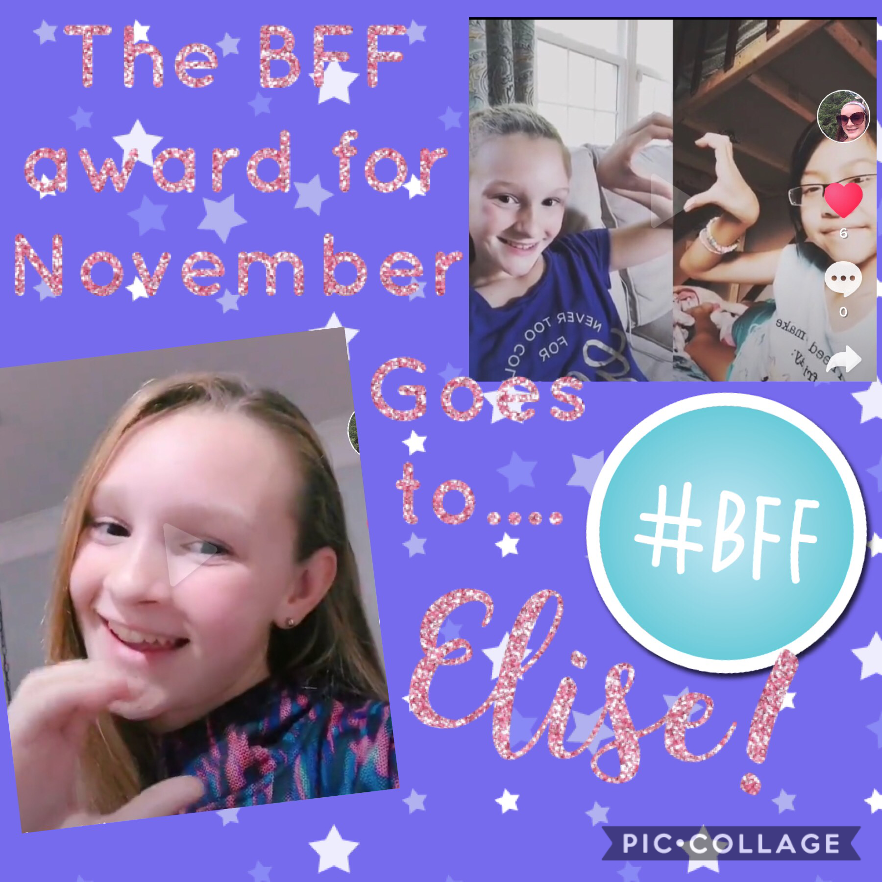 👭Tap👭
The BFF award for November goes to Elise!!She is always there for me no matter what! 