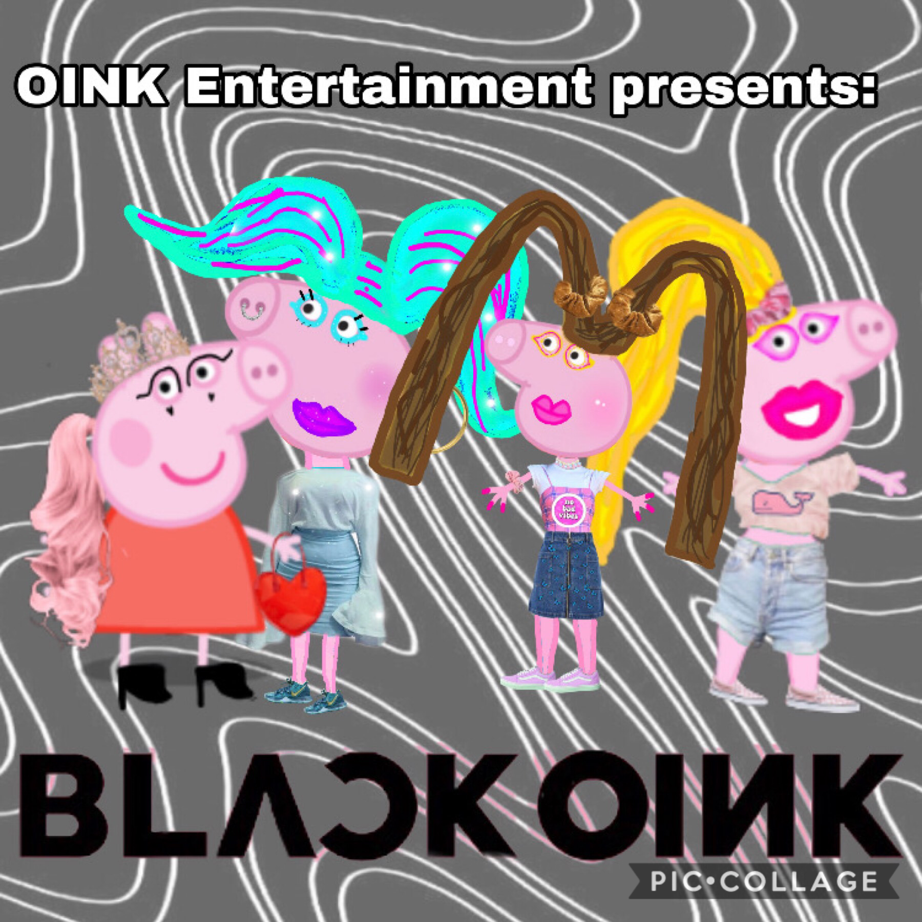 this is our girlgroup🥰 BlackPink who? anyways it says “OINK Ent”, the agency is also known as Pig Entertainment bc like stan peppa

🤡

*snort*

      ~mei