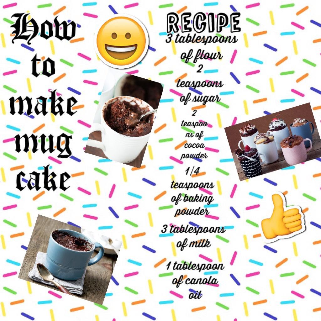 Recipe  how to make mug cake the actual recipe😀