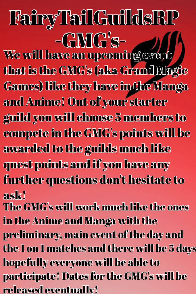 The GMG's will take place in the future!