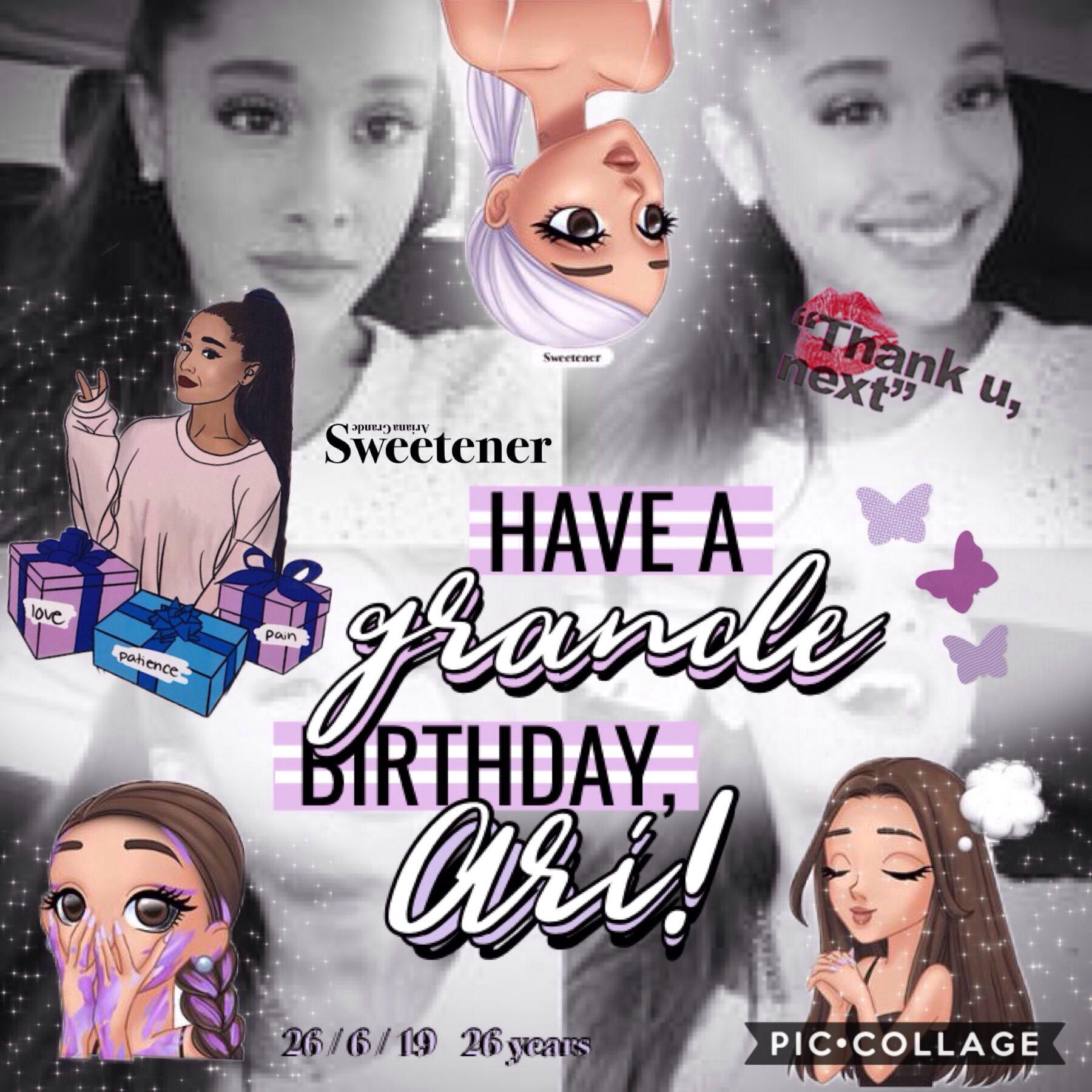 ☁️Happy Birthday, Ari!!!🎉thank you for being such an ✨inspiration influencer ✨who makes me smile when I listen to your songs☺️🌈. you're an amazing, beautiful and talented woman and I hope you have a wonderful 26th bday!!! 
(ps this goes with my theme😆😜) 2