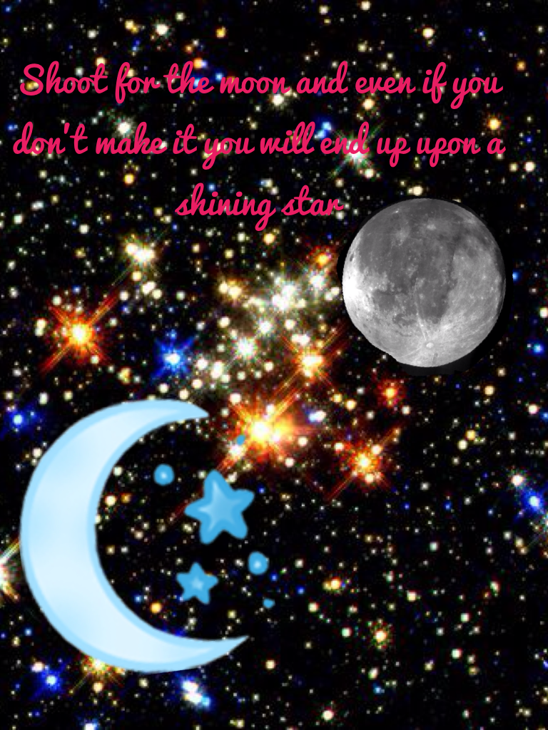 Shoot for the moon and even if you don't make it you will end up upon a shining star