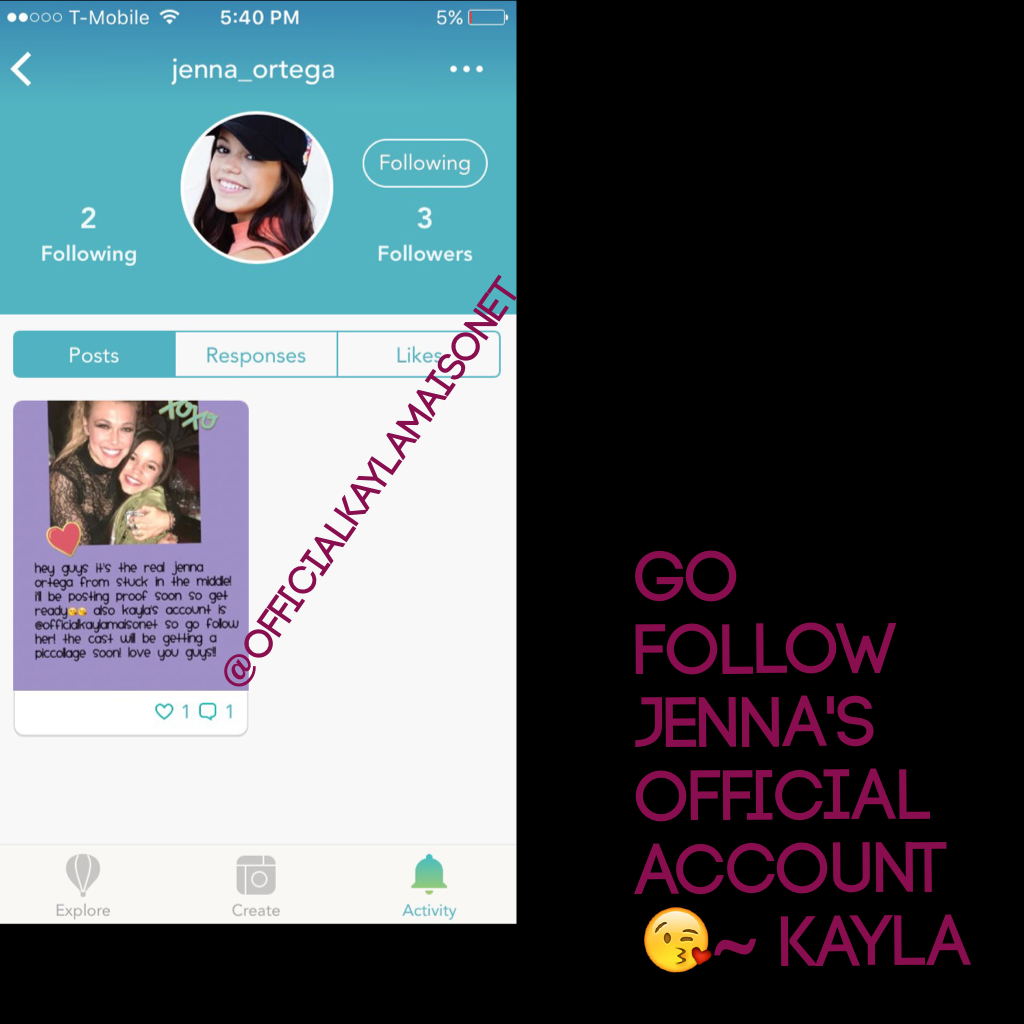 Go follow jenna's official account 😘~ Kayla