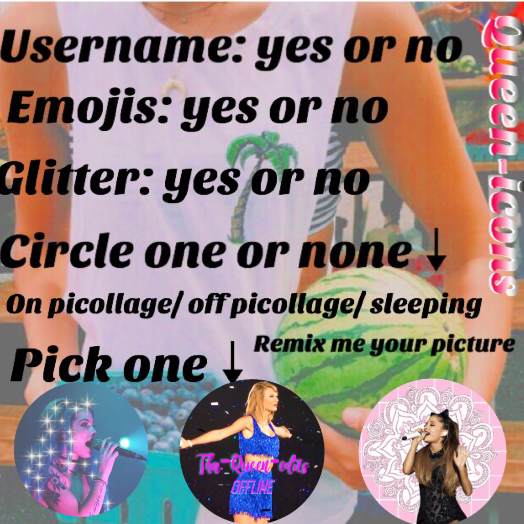 💖click💖

Hey guys I'm back again and I have the icon sheet reminder I can always add glitter and username and if you need a specific font just ask😘
-Queen