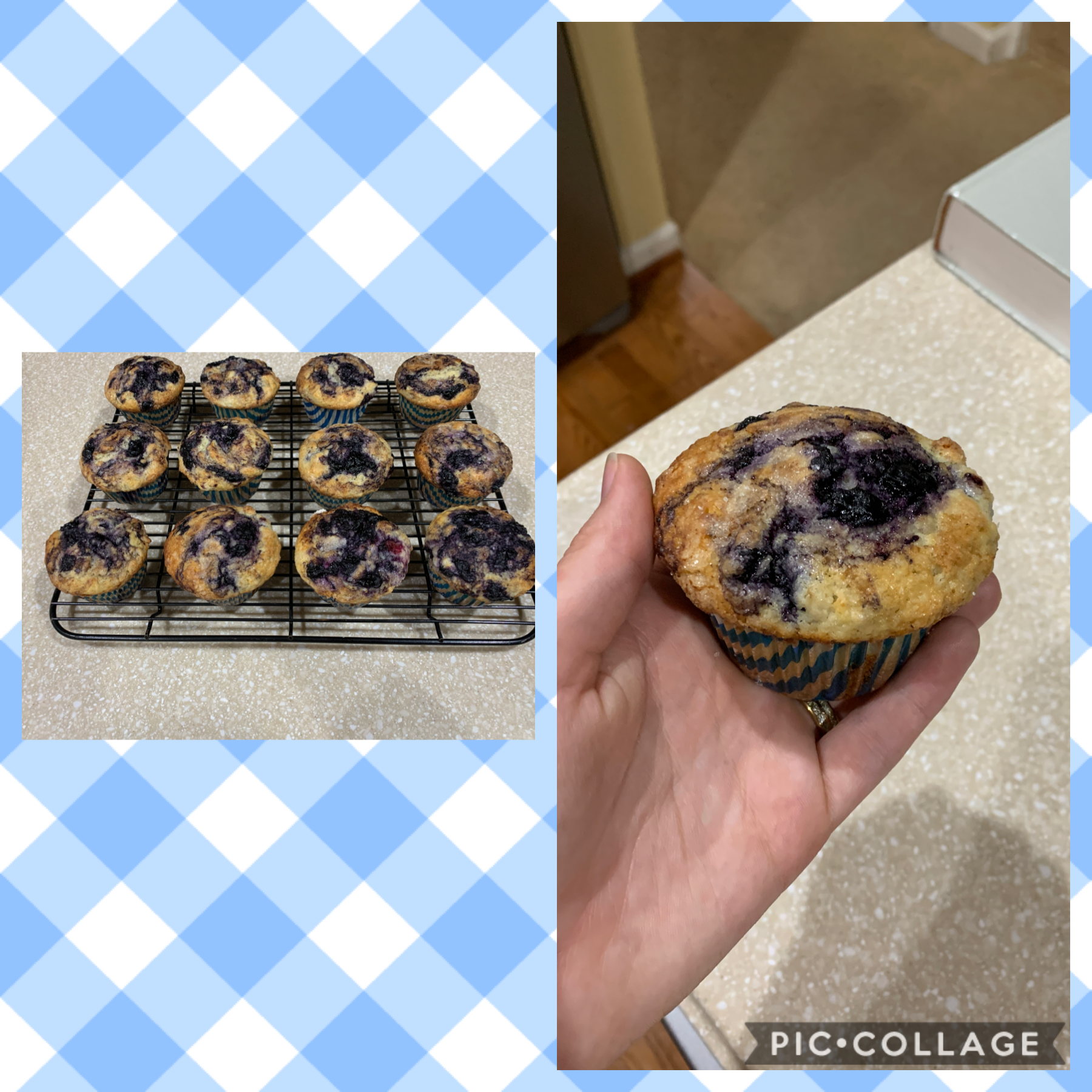 Next up - blueberry muffins swirled with homemade blueberry jam and topped with lemon sugar 