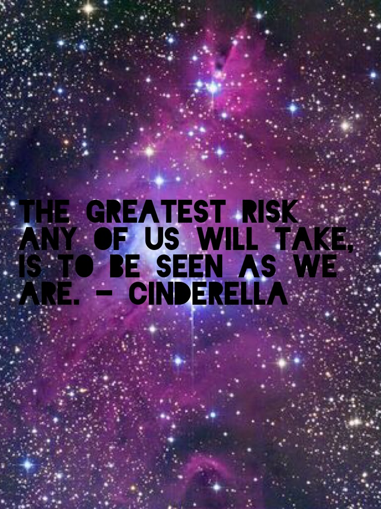 The greatest risk any of us will take, is to be seen as we are. - Cinderella