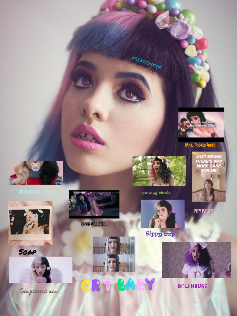 I love Melanie Martinez, I know every word of these songs 😂 there are most likely my favourite. #crybaby #soap #trainingwheels #dollhouse #carousel #mrspotatohead #sippycup #gingerbreadman #pityparty #melaniemartinez #crybaby #album 