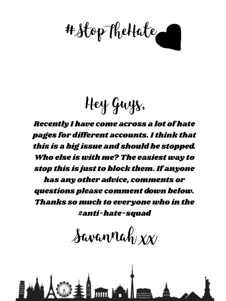 😮Tappety 😮
So much hate going around... 
Join the #anti-hate-squad! 
Savvy xx