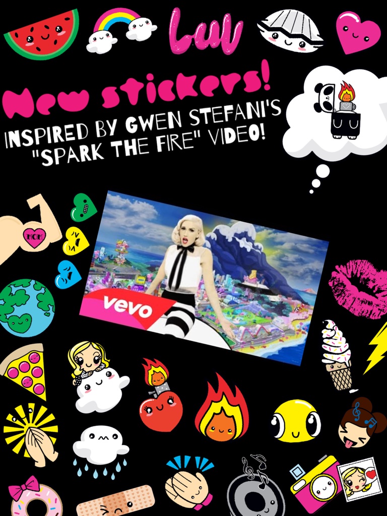 New stickers! Inspired by Gwen Stefani's "Spark the Fire" video!