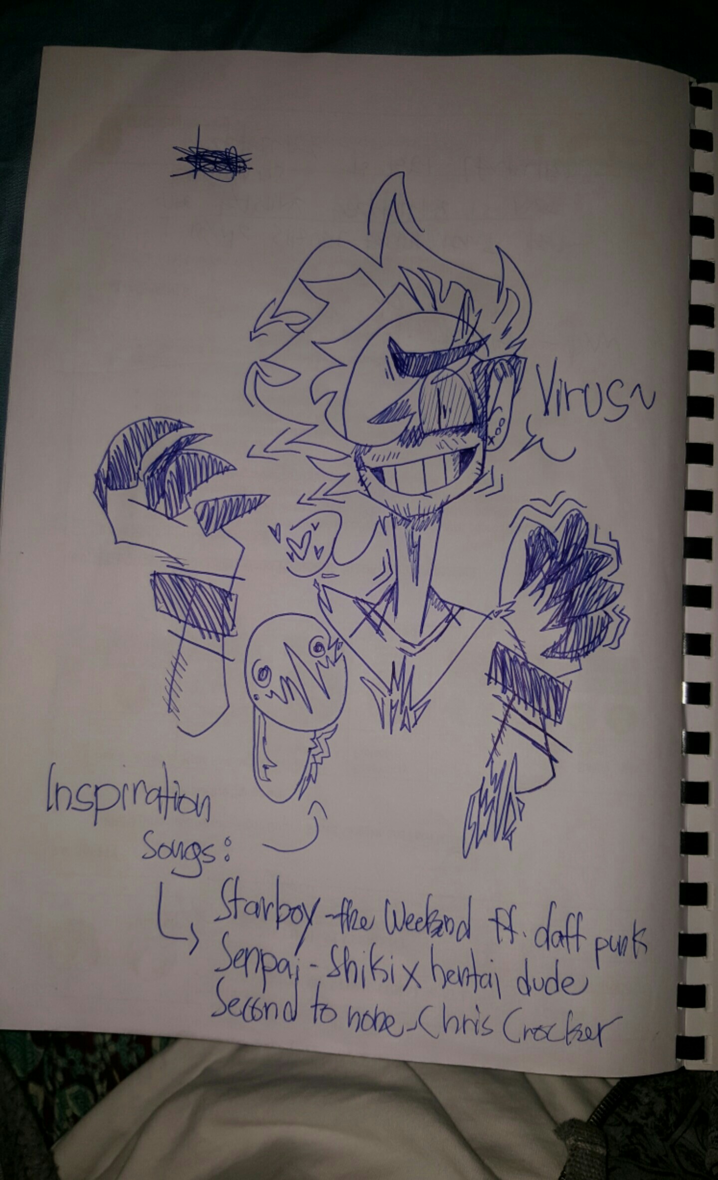 -soooo I did a thing and it's virus! my anti version of goop! also there's some songs that reminds me of virus and it's on the paper!