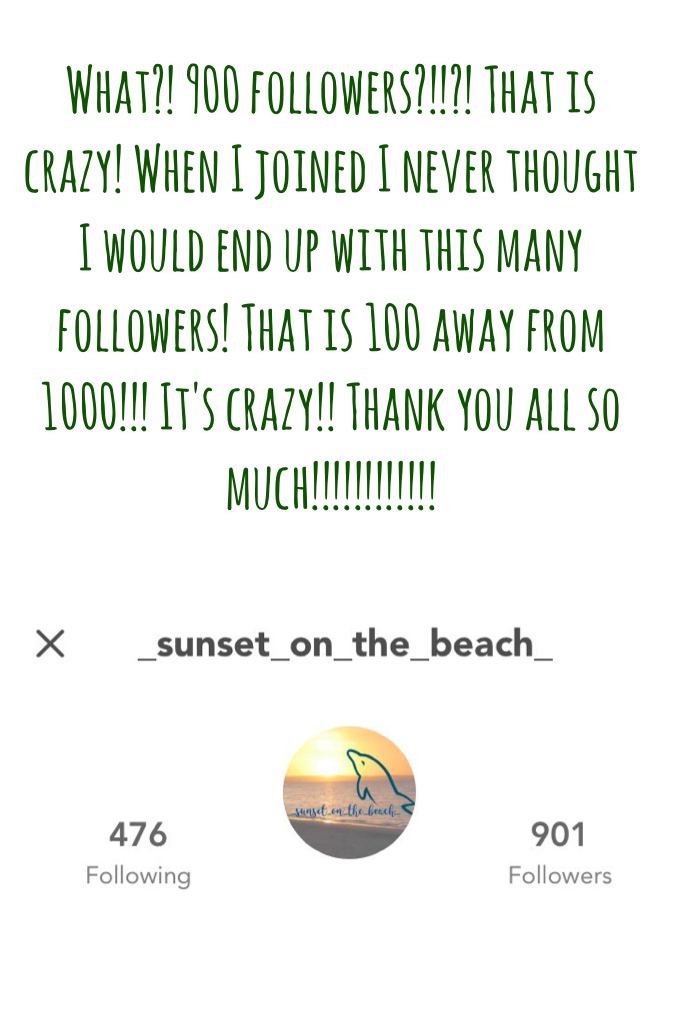 THANK YOU!!!!!!! I can't believe 900 people clicked that follow button. Thank you all so much!