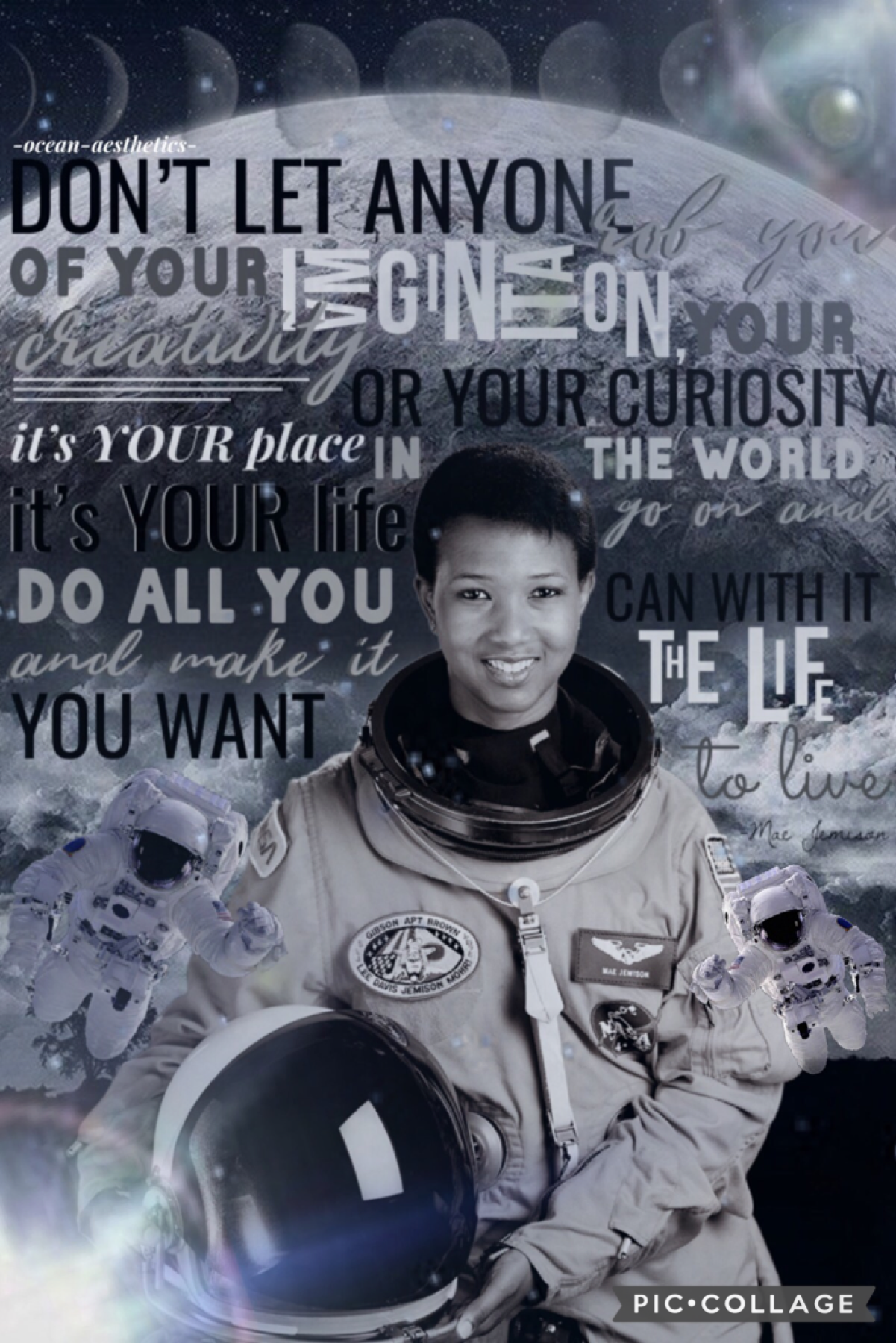 🔭-28/2/2021-🔭
My Black History Month inspired collage! The last one in this series! I chose Mae Jemison who for me is such an inspiration! Check the remixes for a little fact file about her! I really hope you’ve enjoyed this series as much as I have! A ma