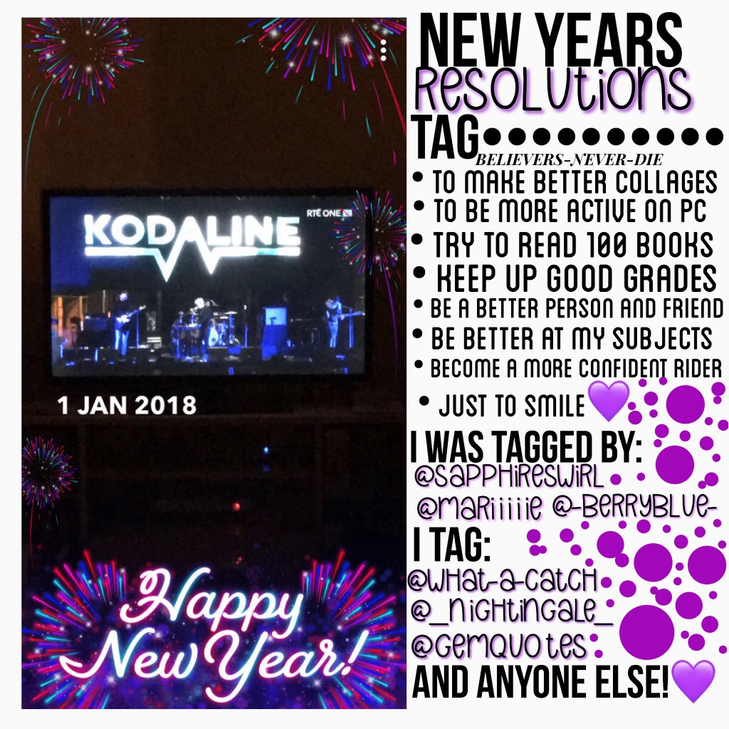💜tap💜

New Years tag! Woo! I couldn’t really think of any resolutions but this is what I decided on! I tag anyone and everyone! Hope you all have a great 2018!

🔮m a n i a  countdown - 18 days🔮