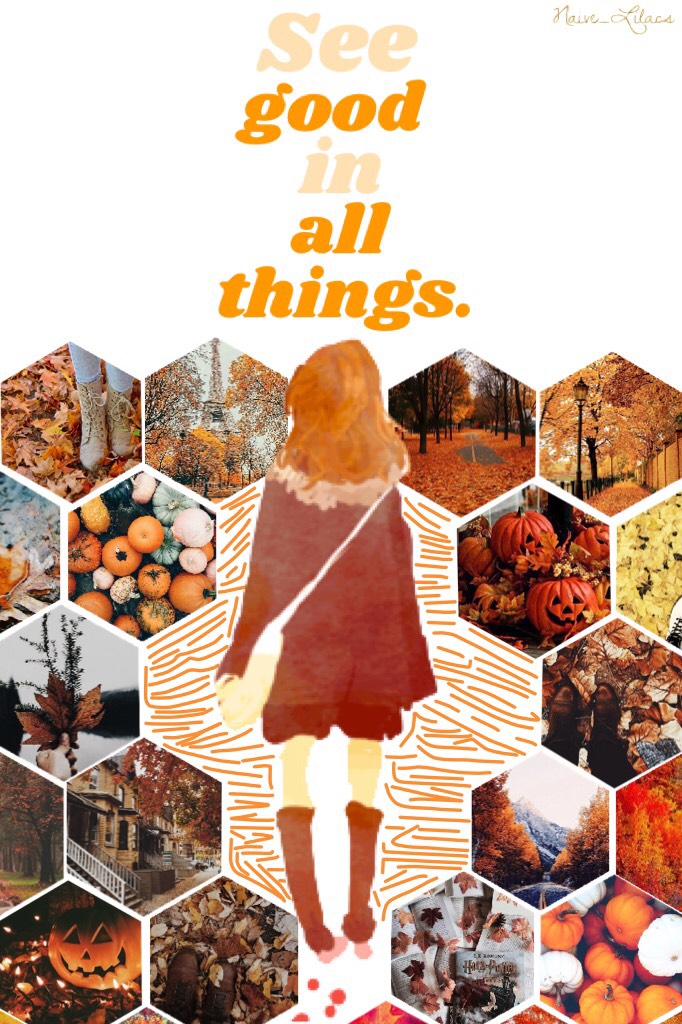 Is it too late for a fall collage?😅🍂tried a new style with the hexagons, thoughts?🧡what’s a quirky thing about yourself? idk about you guys but my nails change color depending on my body temp😅