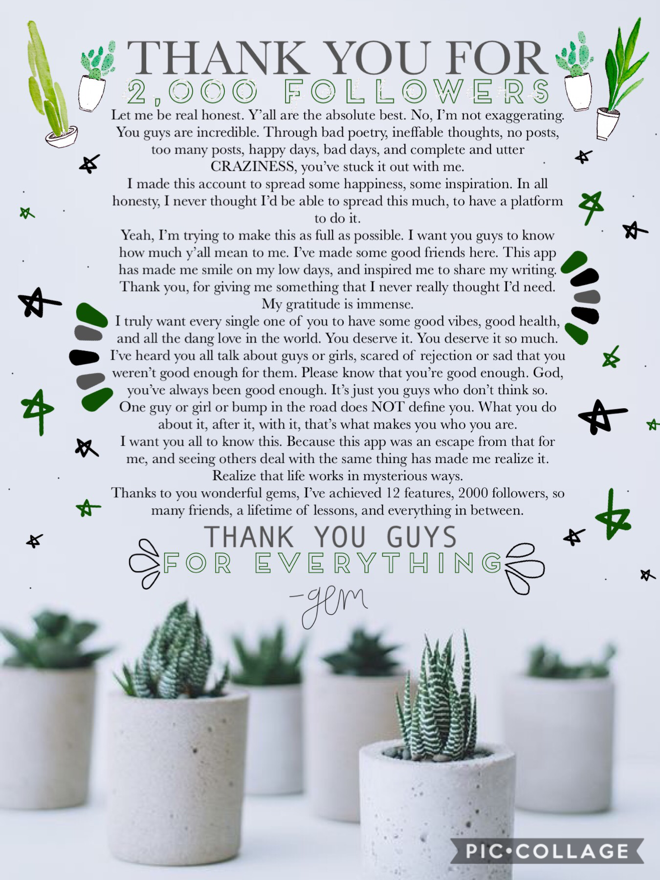 “🌵tap🌵”
Thank you gems so so so so much for 2k! I couldn’t be more grateful or humbled by the amount of support, love, and happiness i see from you all! Every day I love waking up to your guys’ comments. They make my day! And so do u guys. So I send all m