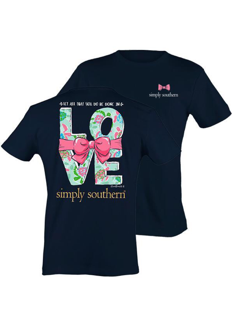 Navy Blue "Let All That You Do Be Done In LOVE" Simply Southern Tee