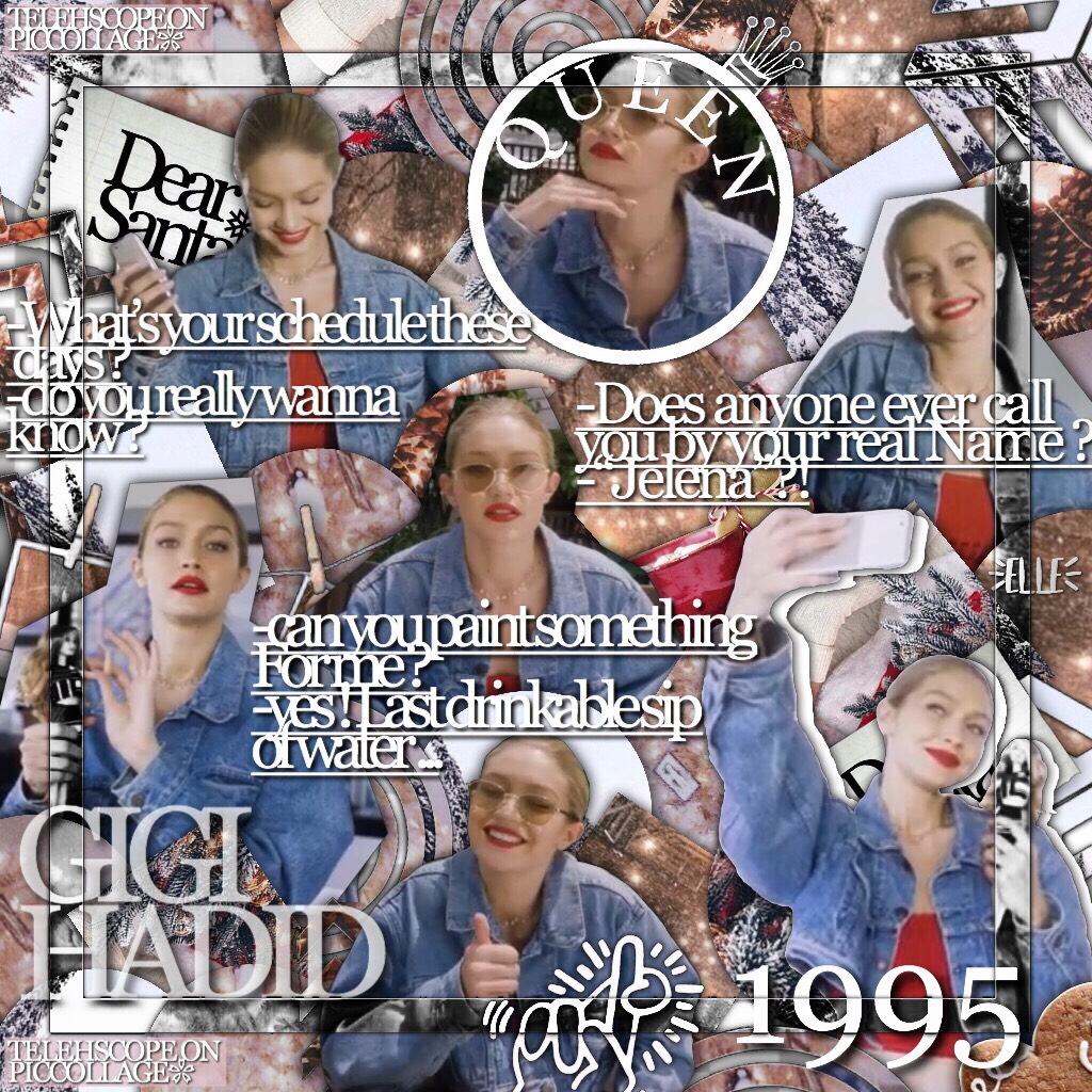 TAP TAP🌬
This turned out pretty good ... I guess !✨
I watched the “73 Q’s with Gigi hadid” and SHE’S SO CUTE !🌚rate 1/10 for more of this style !❄️qotd : who’s your fav model ? 
aotd : Gigi , Cara , Charlotte Lawrence and Kendall !🦋