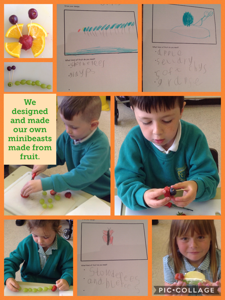 We designed and made our own minibeasts made from fruit. #piccollage