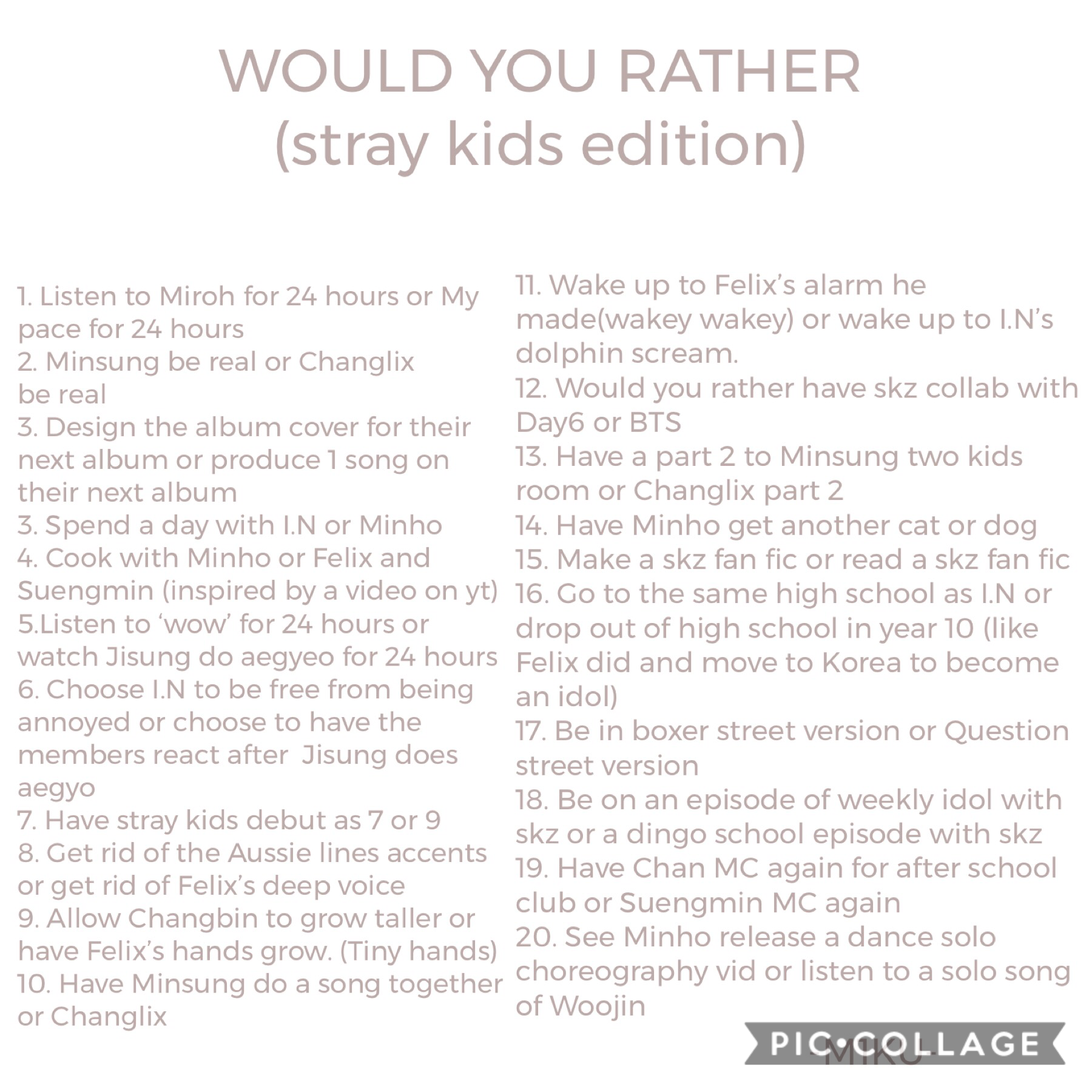 Put your answers in remixes. (I will as well)