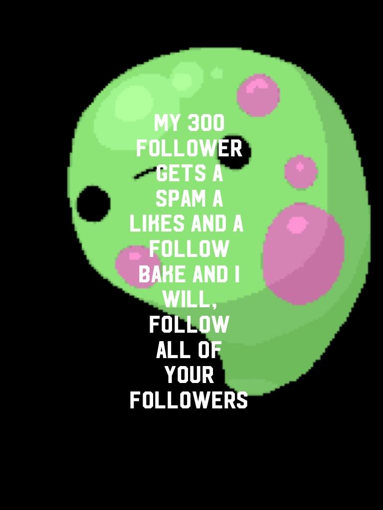 My 300 follower gets a spam a likes and a follow bake and I will, follow all of your followers 