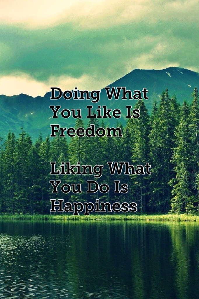Doing What You Like Is Freedom 

Liking What You Do Is Happiness 