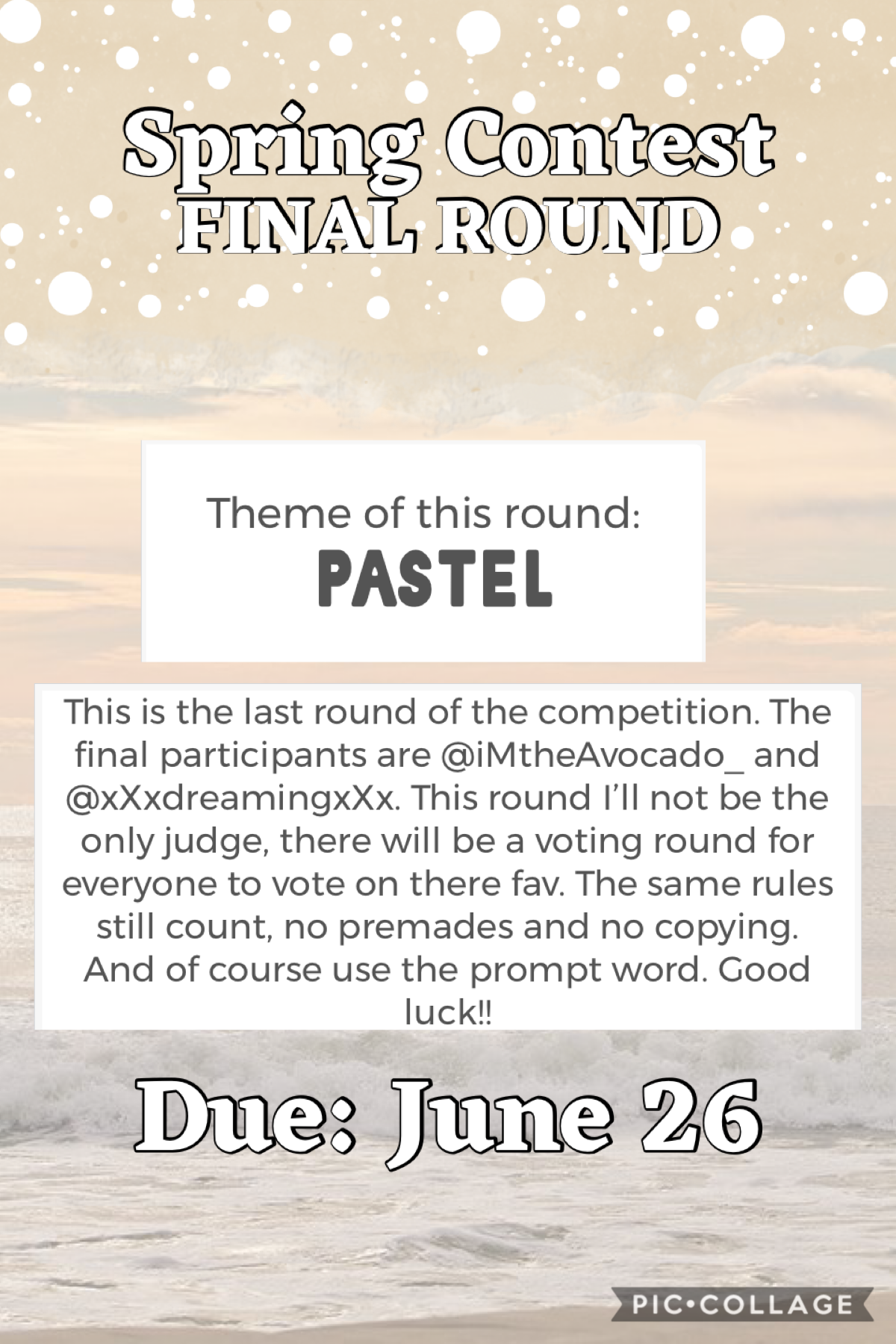 The final round!!! Good luck!! 💛
