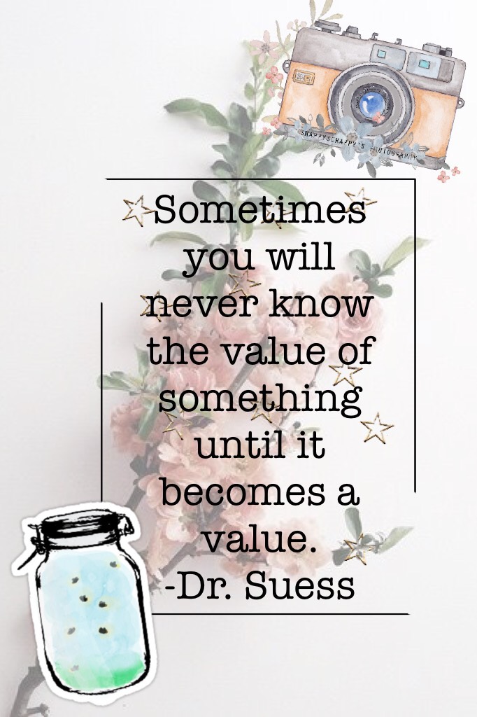 Sometimes you will never know the value of something until it becomes a value.
-Dr. Suess❤️