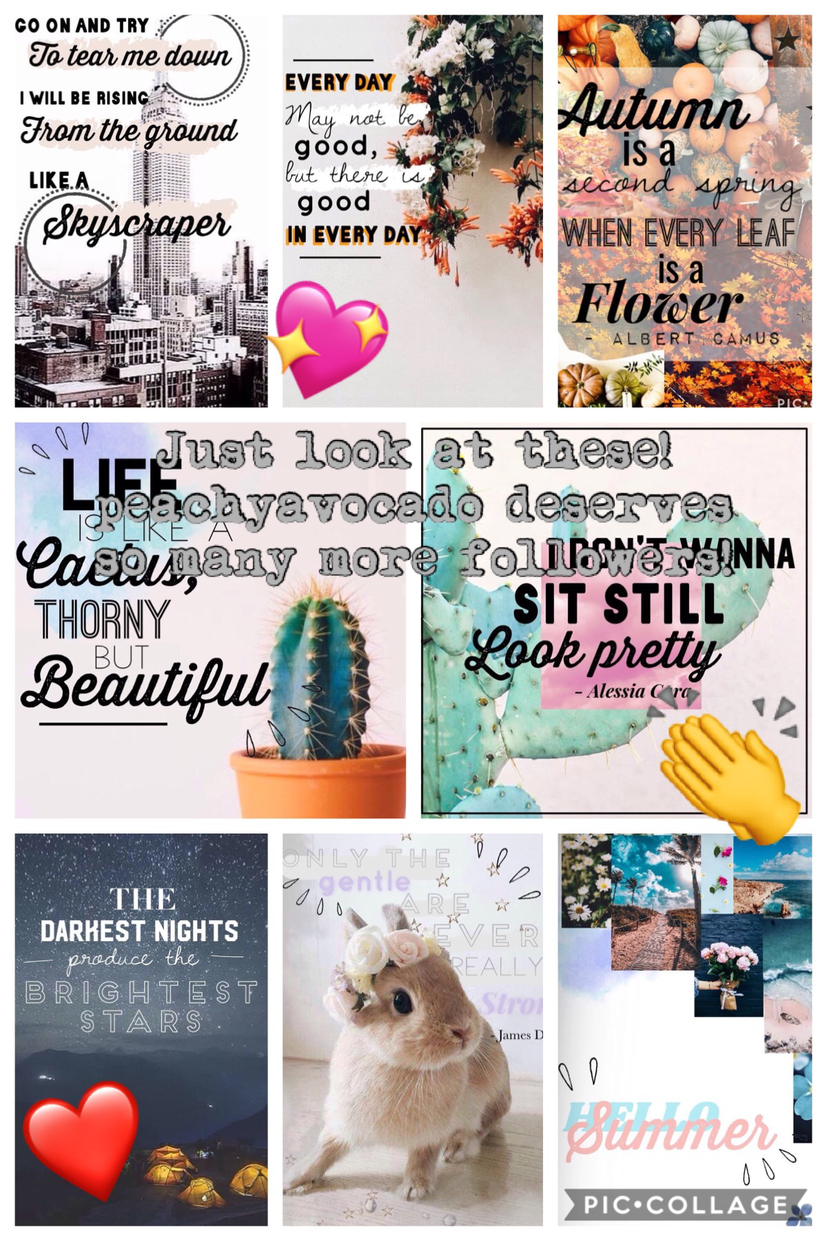 These collages are soooo BEAUTIFUL! ❤️❤️❤️ Peachyavocado deserves so many more followers! Let’s help her get to 5️⃣0️⃣0️⃣