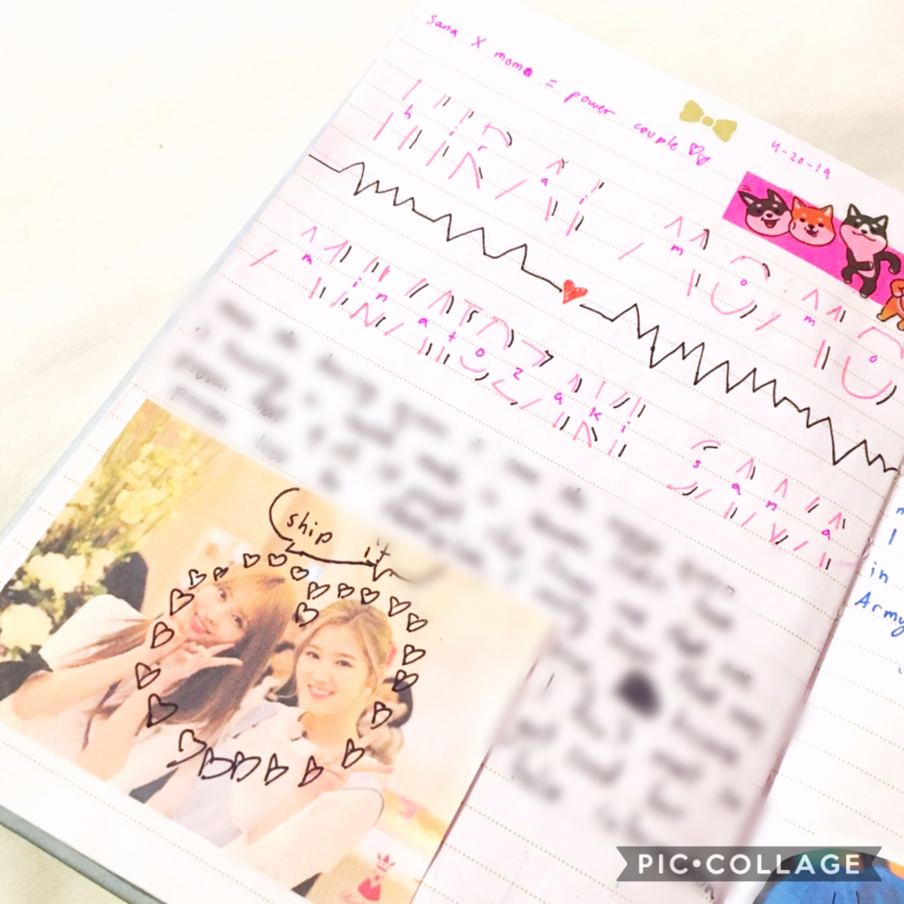 hello! here is a twice spread i did. i decided the blur out what i wrote bc its so embarrassing 😂💗
