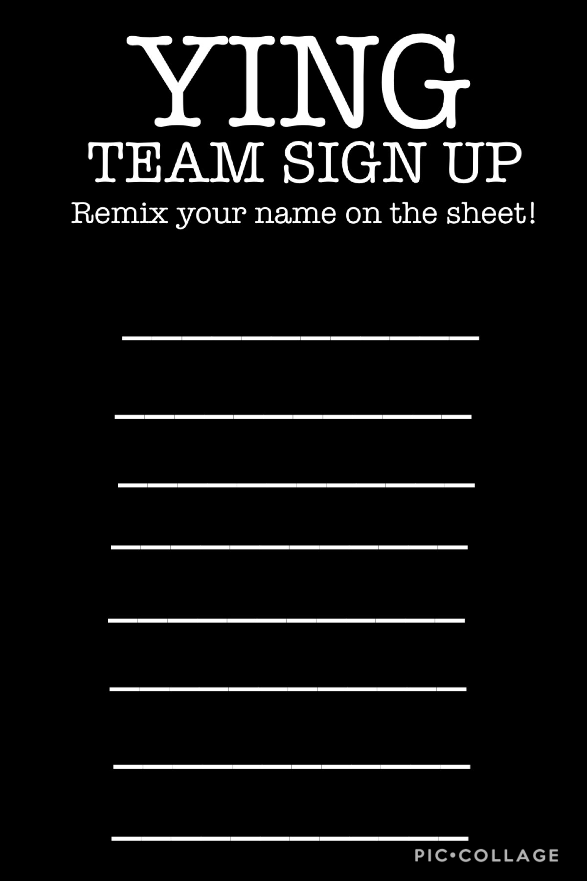 TEAM YING SIGN UP