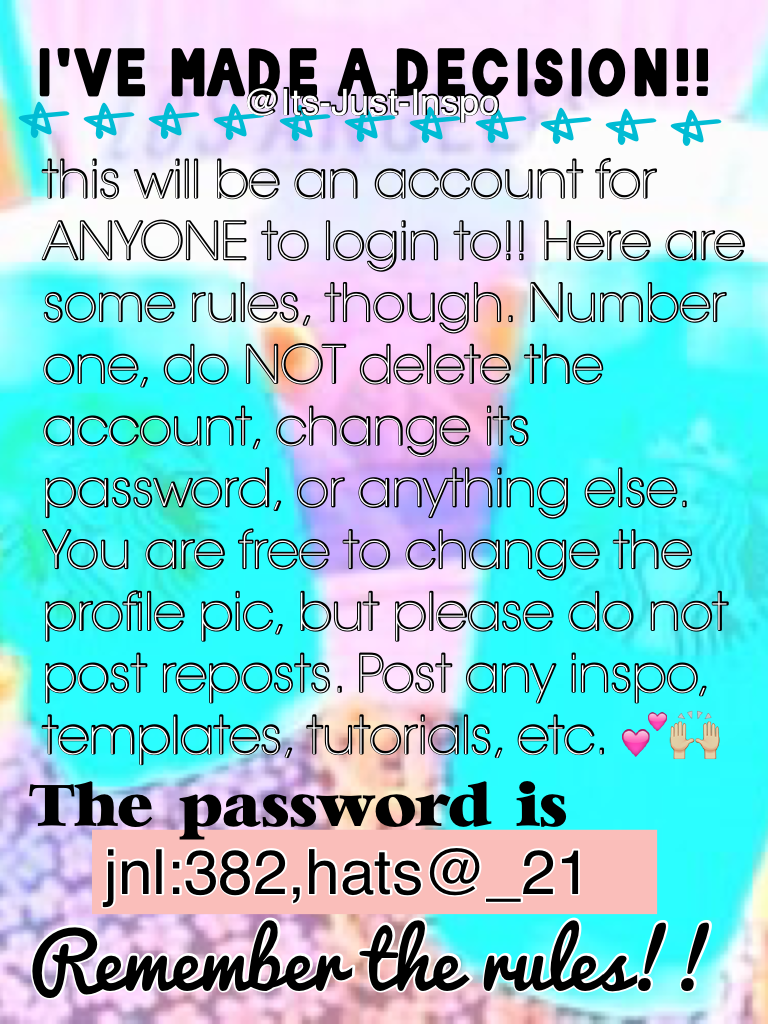 PLEASE FOLLOW THESE RULES!! 😘💕💦✌🏼️ I just don't really have time anymore... So... Well, I thought this would be a great idea so CIAO!! 💁🏼🙈👼🏼💕