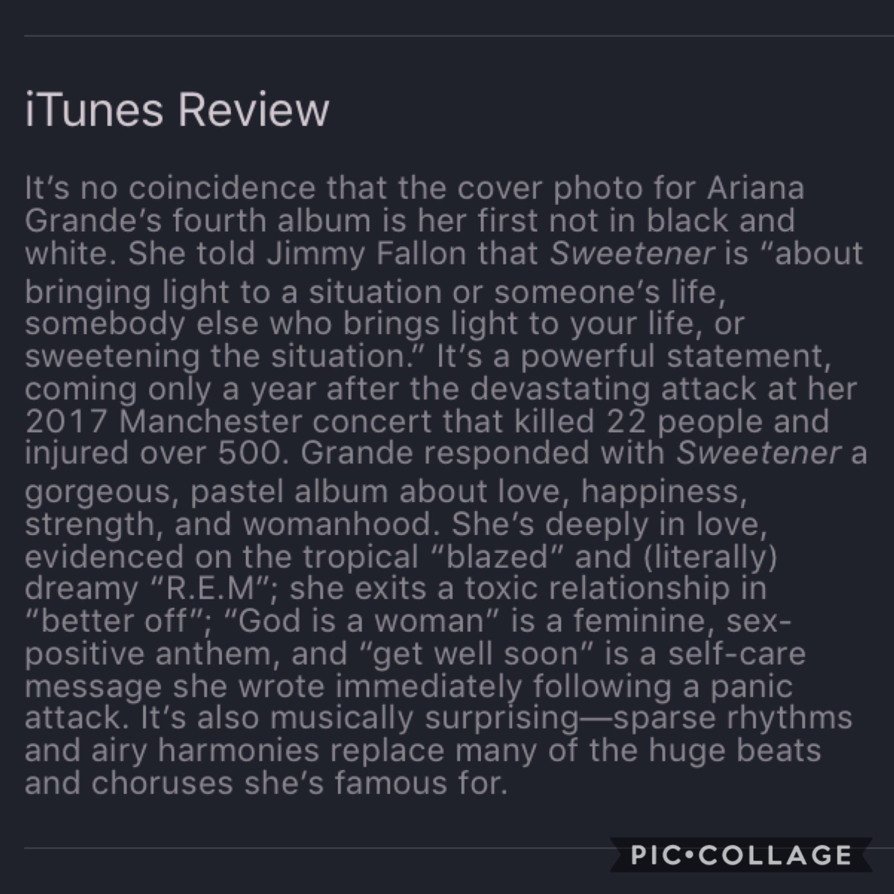 iTunes review of sweetener ⬆️This made me 10x more excited.
