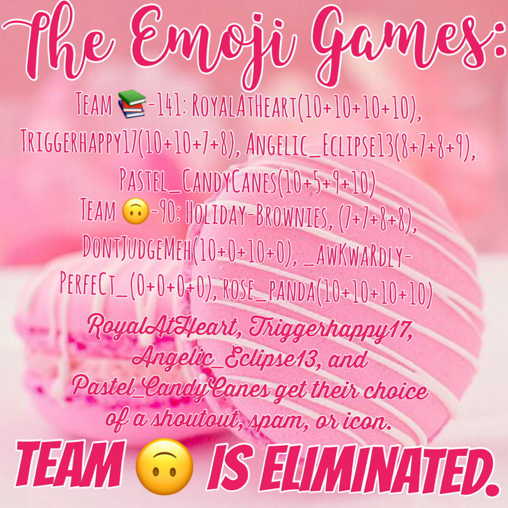 Team 🙃 is eliminated.