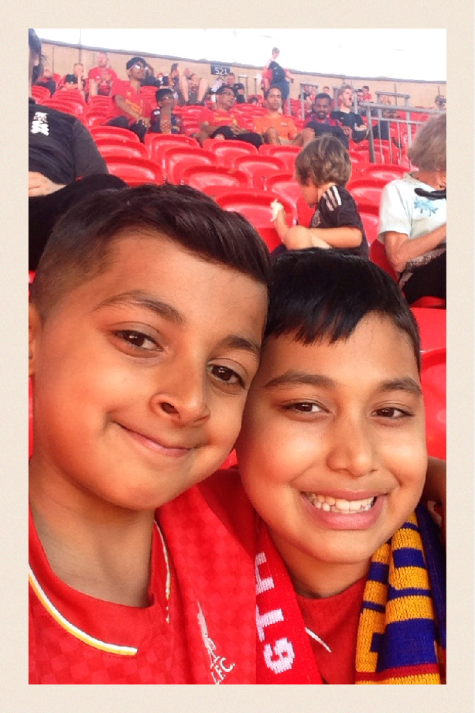 Selfie with my brother at Wembley during Liverpool v Barcelona  4-0 OMG