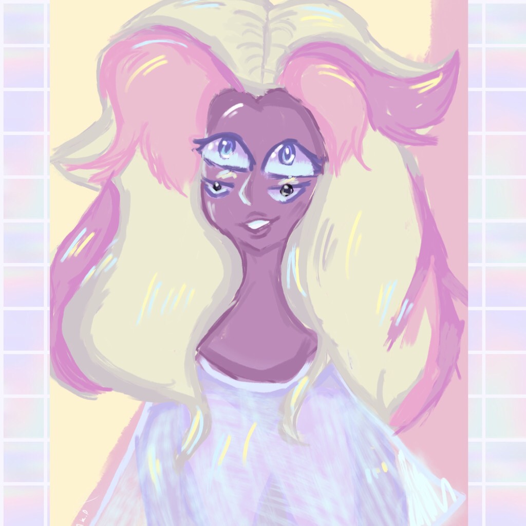 I painted rainbow quartz on ProCreate and the 
Hair is so hard! DO NOT RESPOT OR TRACE OVER MY ART.
I’m on DA (deviantart) that’s my art blog 