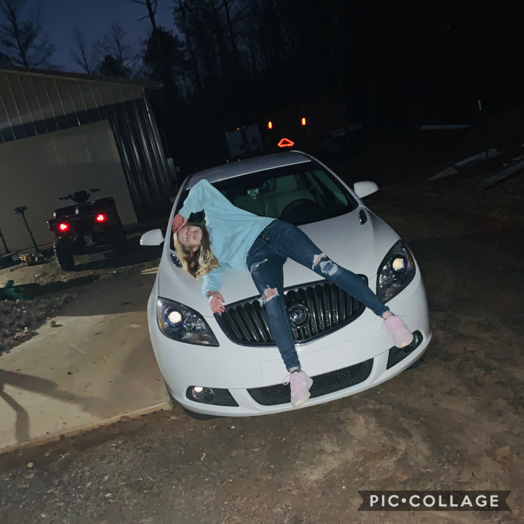 Uh here’s me laying on my car?😂 when I sat on the hood it kinda popped and I thought I dented it ksjsksk