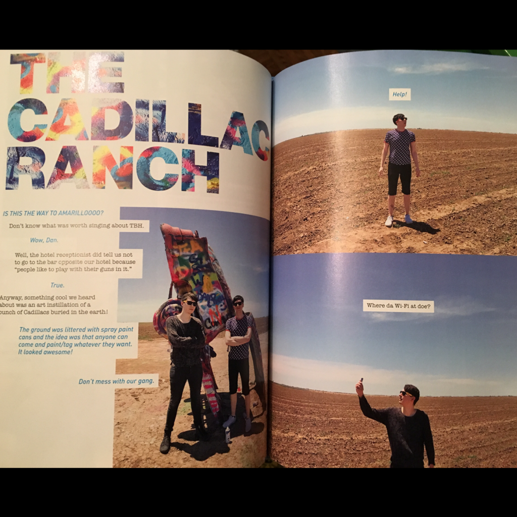 I GOT DAPGO YESTERDAY AND FÚCK THEY STAYED IN MY TOWN BUt cadillac ranch is great there's literally spray paint cans on the ground and you can write what you want on the cars but they were in amarillo what hotel is across from a bar ughhh