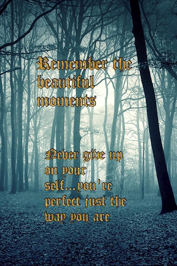 Remember the beautiful moments .... and your perfect just the way you are 