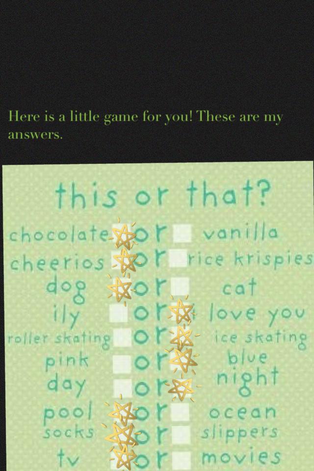 Here is a little game for you! These are my answers.