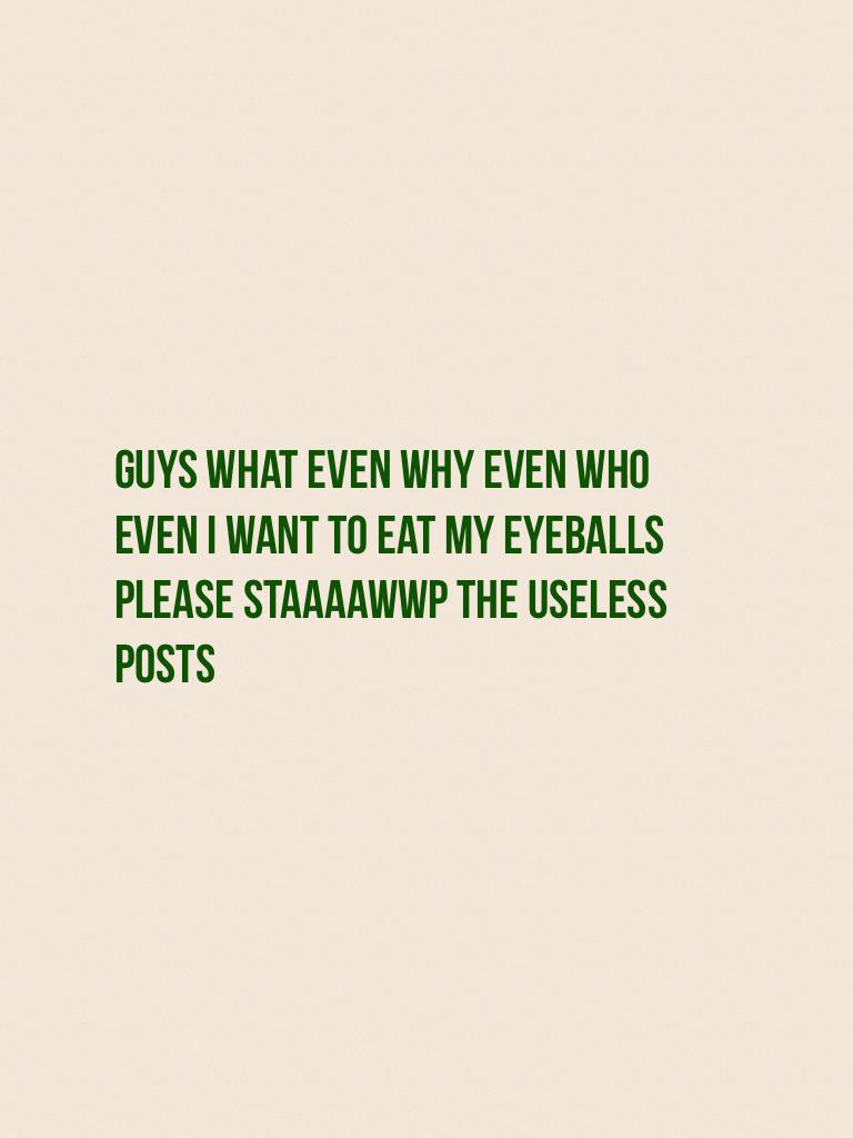 Guys what even why even who even I want to eat my eyeballs please staaaawwp the useless posts
