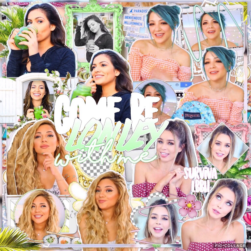first collage of my spring theme!!🌸🌟 i kinda like it, so make sure to leave a like + a nice comment🌱✨ QOTD: fav youtuber of this collage?🌵💡💓