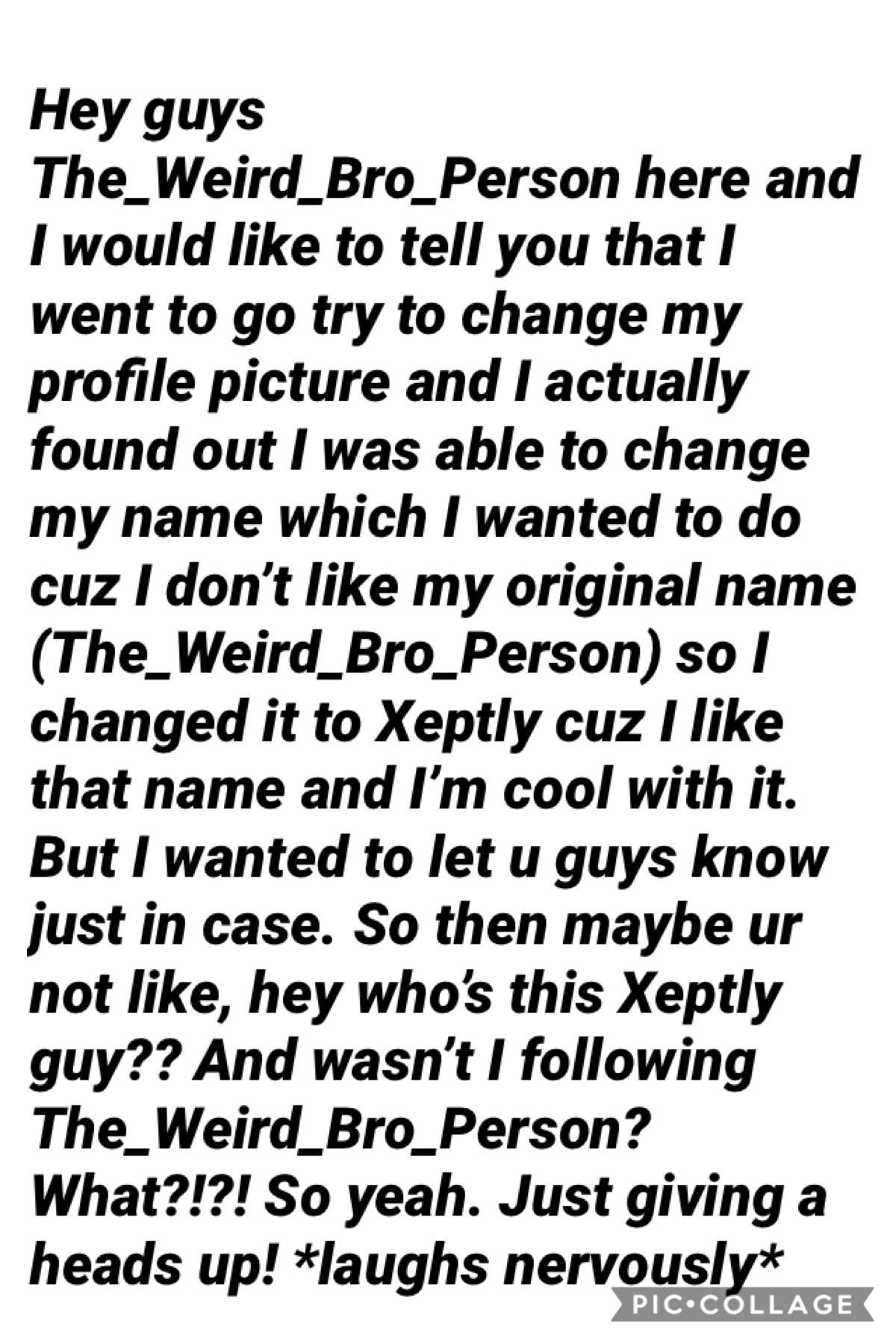 Heads up about me changing my name.